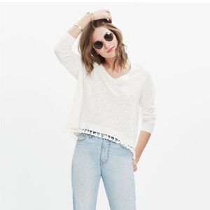 Madewell Global Fringe Sweater White